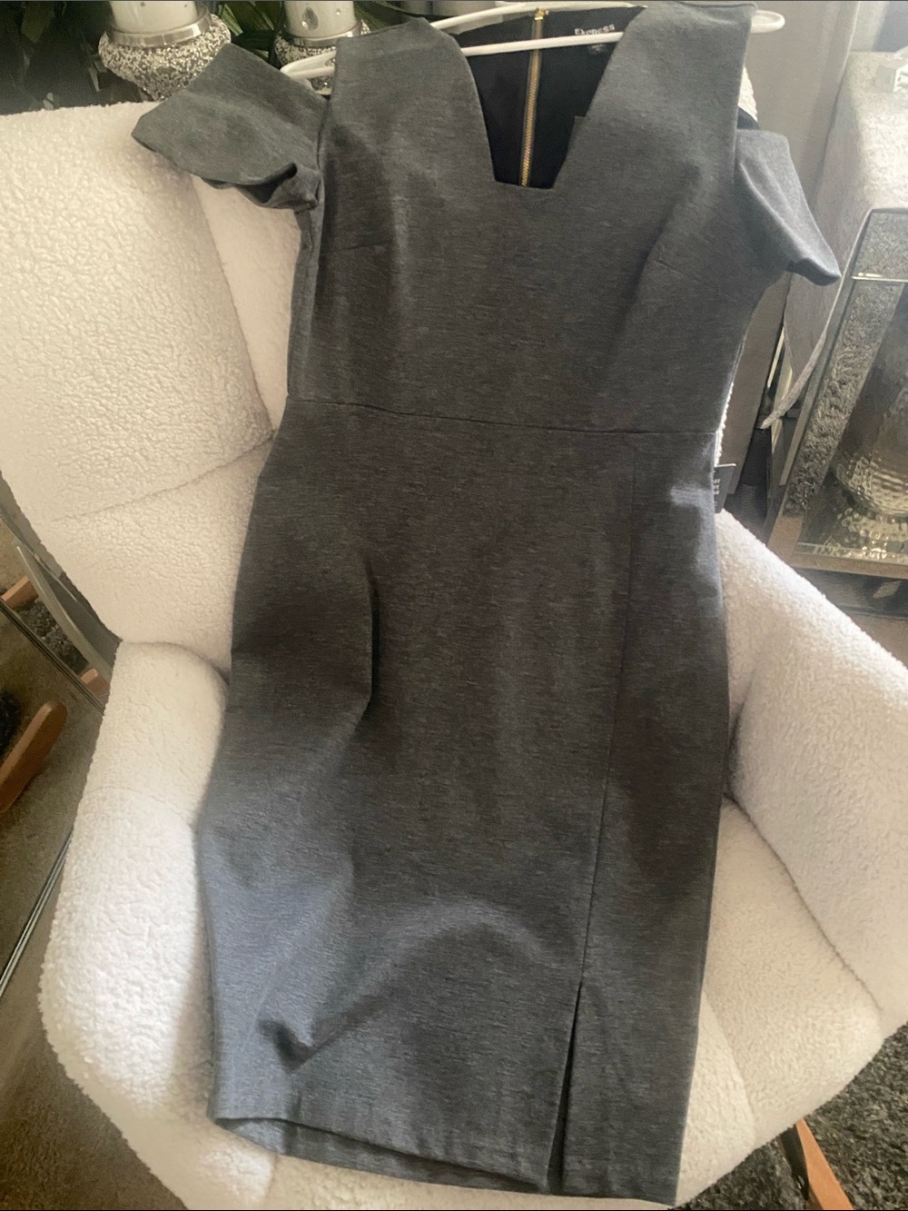 Express One-Shoulder Gray Sheath Dress
